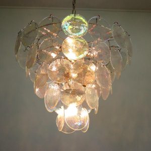 Luksusowy żyrandol Murano w kształcie dysku iryzujący 70cm