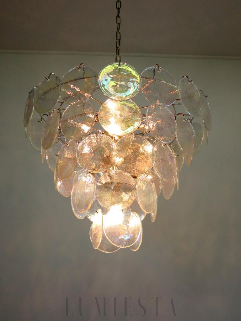 Luksusowy żyrandol Murano 70 cm - szklany dysk na metalowej konstrukcji