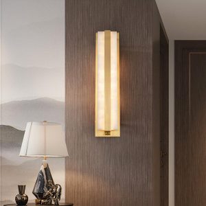 Silex - Lampa ścienna alabastrowa złota 45cm ciepłe światło