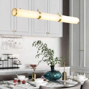 wm_3412168327228970708.jpg Omera - Cylindryczna lampa wisząca alabastrowa, biało-złota, 100/120/140 cm - żyrandol nad stół