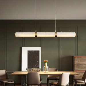 wm_3423014630259978306.jpg Omera - Cylindryczna lampa wisząca alabastrowa, biało-złota, 100/120/140 cm - żyrandol nad stół