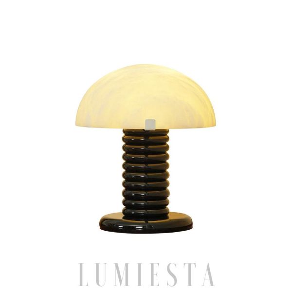 Miran - Lampa stołowa Alabaster 30 cm, czarna podstawa