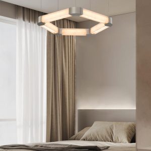 Alabastrowy okrągły żyrandol 90 cm elegancki LED