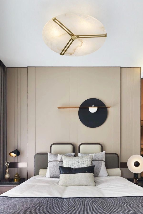 Quito - Nowoczesna lampa sufitowa z alabastru i miedzi