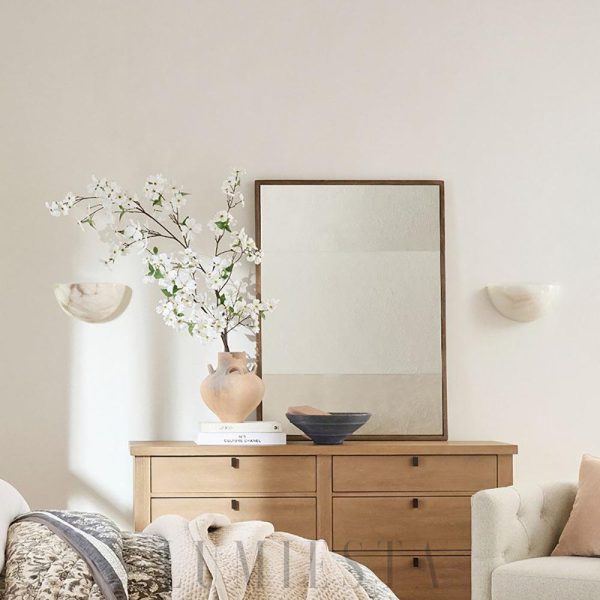 Flores - Stylowy alabastrowy kinkiet 32 cm, ciepłe światło