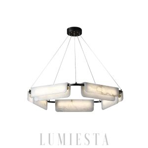 Lampa wisząca Delia alabastrowa 60/90cm czarno-biała