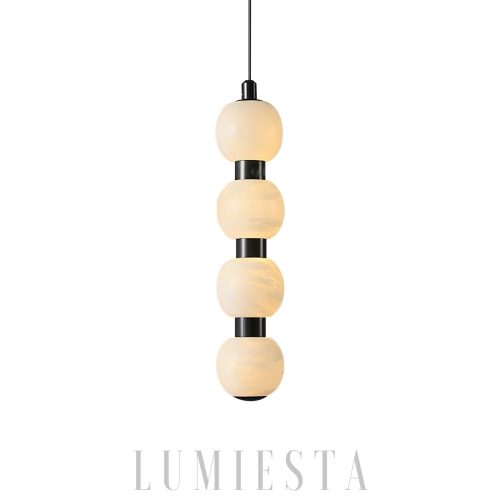 Nowoczesna lampa wisząca Orbique alabastrowe kule 8 kul