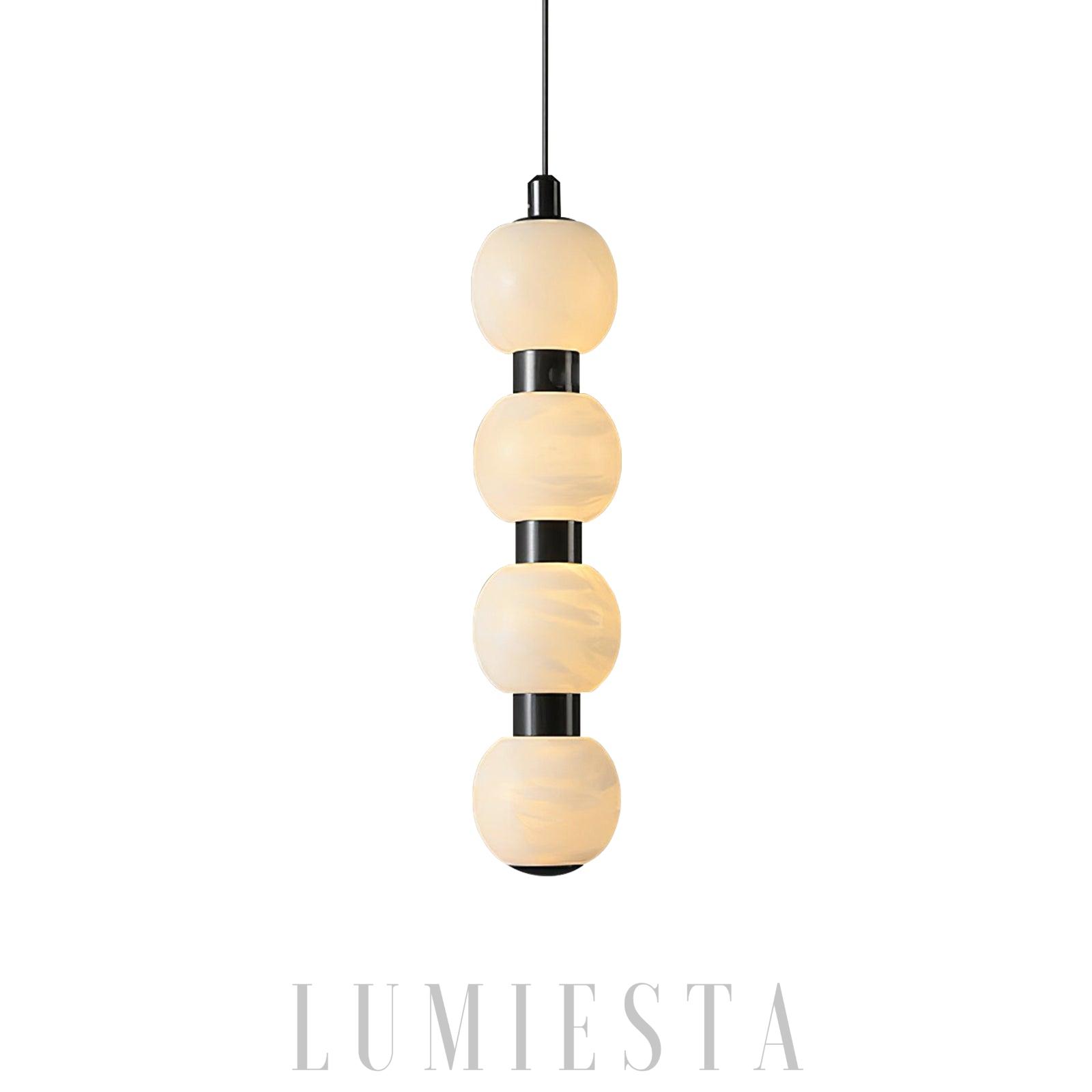 Orbique - lampa wisząca z alabastru 8 kul
