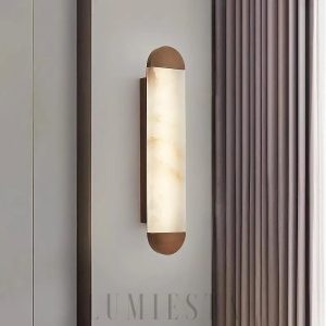 Luksusowy alabastrowy kinkiet cylindryczny 12x100 cm ciepła