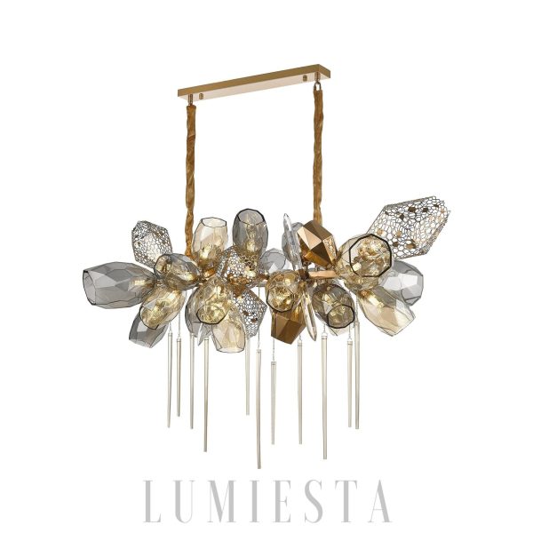 Britannica - Modern hanging chandelier, gold/gray