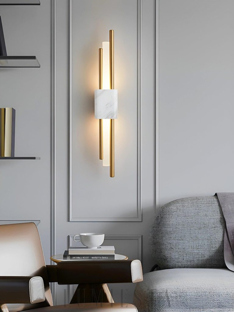 Lampa ścienna Marble Tanto w nowoczesnym stylu - zbliżenie na marmurową powierzchnię