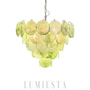 wm_4019917380516577183.jpg Zielony Iridescent Murano Żyrandol z unikalnym stylem, Ø70x65cm