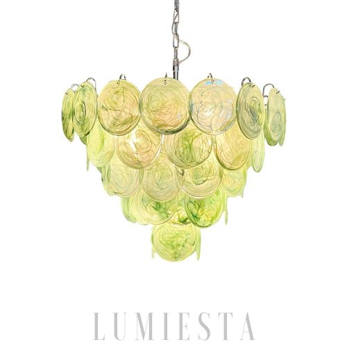 Zielony Iridescent Murano Żyrandol z unikalnym stylem, Ø70x65cm