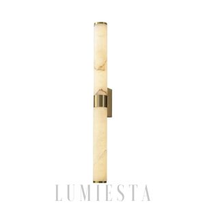 Comoros - Alabastrowa lampa ścienna biało-złota 70 cm