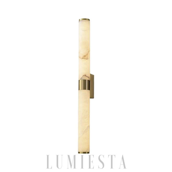 Comoros - Alabastrowa lampa ścienna biało-złota 70 cm