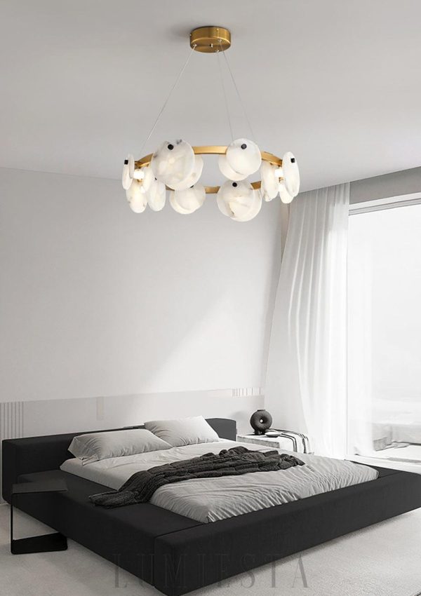 Berkeley - Alabastrowa lampa wisząca, okrągła 60/80 cm