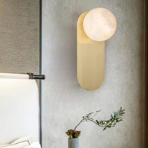 Serengeti - Złota alabastrowa lampa ścienna Ø12 cm