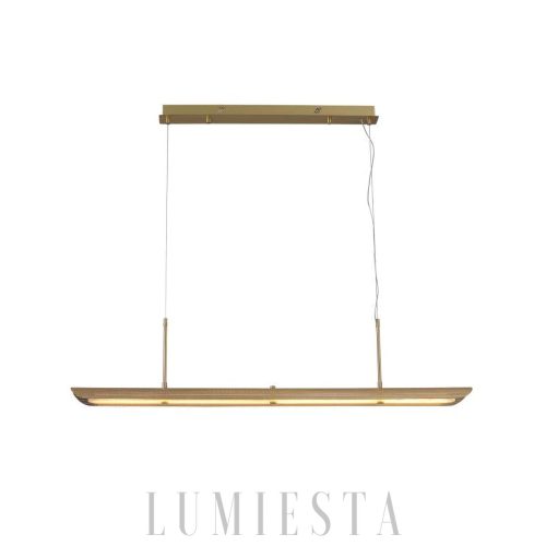 Stylowa lampa wisząca linearna mosiądz/biała 140 cm