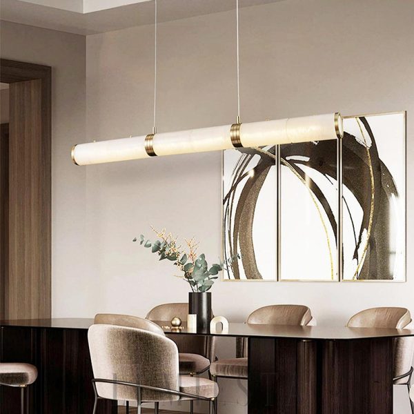 wm_417367565676732138.jpg Omera - Cylindryczna lampa wisząca alabastrowa, biało-złota, 100/120/140 cm - żyrandol nad stół