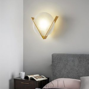 Victory V - Alabastrowa okrągła 23 cm — ciepłe światło