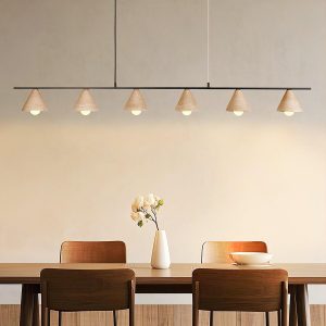 Lampa wisząca travertine 140cm beżowa stożkowa do jadalni