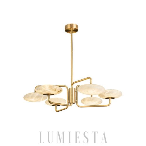 Nowoczesny żyrandol marmurowy 82 cm, złoto-biały