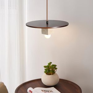 Iona - Beżowa lampa wisząca 30 cm, drewno i trawertyn