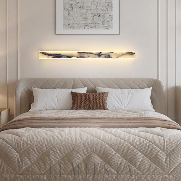 Elegancka prostokątna lampa ścienna z marmuru 60 90 120 cm