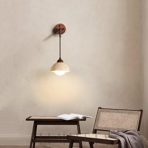 Tia - Lampa ścienna z trawertynu, żółta, rustykalna