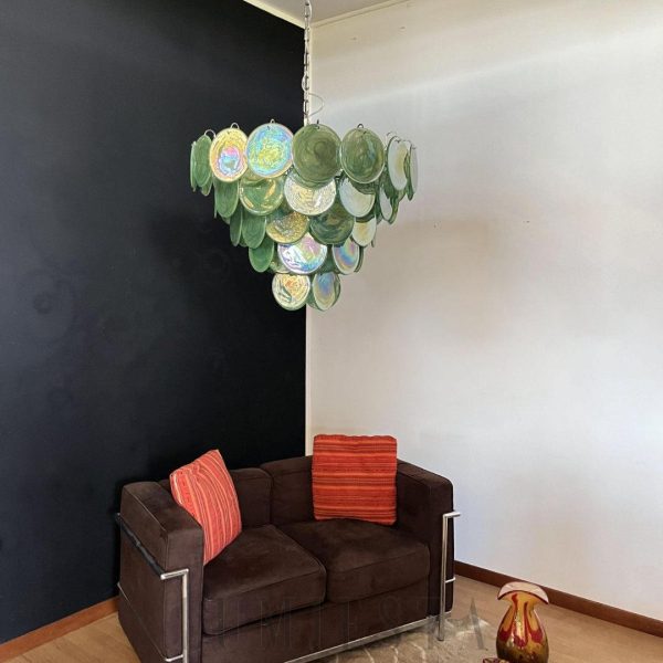 wm_4610915338466222661.jpg Zielony Iridescent Murano Żyrandol z unikalnym stylem, Ø70x65cm