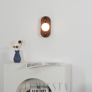 Bezel - Ścienna lampa alabastrowa orzech, ciepłe światło