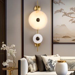 Lampa ścienna Alabaster Eclipse okrągła złota i biała 30cm