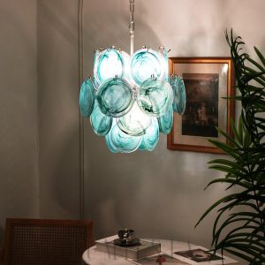 Lampa sufitowa Vintage Murano z niebieskiego szkła 45cm