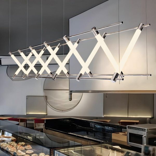 Nowoczesny żyrandol liniowy Maza złoto-srebrny do salonu