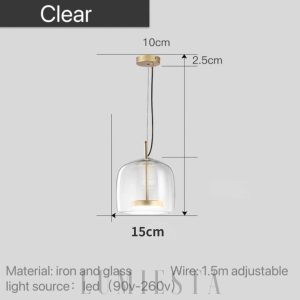 Szklana lampa wisząca industrialna 35 cm, detal mocowania kabla przy podsufitce