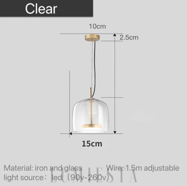 Szklana lampa wisząca industrialna 35 cm, detal mocowania kabla przy podsufitce