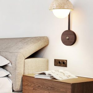 Wella - Lampa ścienna Travertine, nowoczesna, orzech