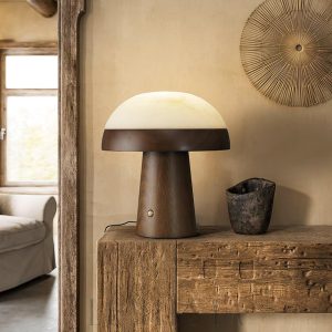 Clout - Lampa stołowa z alabastru w kolorze orzechowym