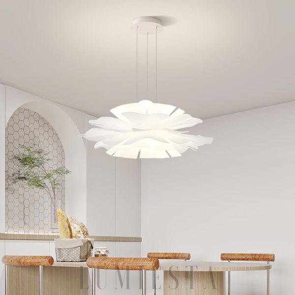 Lotus - Biała nowoczesna lampa wisząca Ø40–70 cm, do salonu