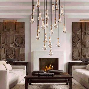 wm_4797354212483783731.jpg Raindropa Linear - Postmodernistyczny miedziany żyrandol - Podłużna lampa wisząca