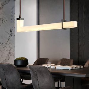 Alabastrowa lampa wisząca Axis linearna 120cm biała