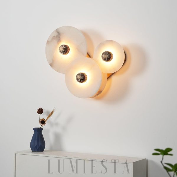 Okrounda - Lampa Ścienna Alabastrowa Złoto Biała Ciepła Zimna