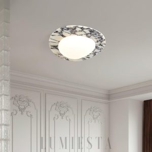 Luksusowa marmurowa lampa sufitowa Emma w kształcie jaja