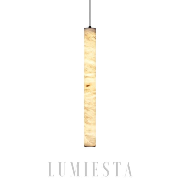 Elegancka lampa wisząca z alabastru, biało-złota