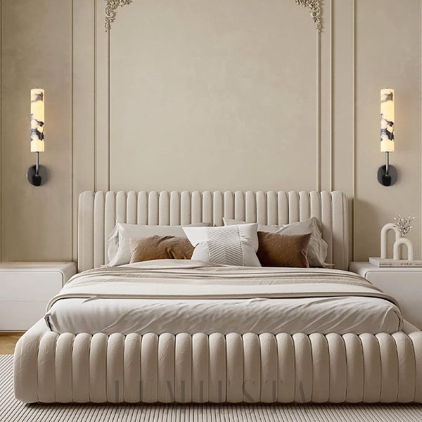 Furia - Pionowy marmurowy kinkiet cylindryczny 6cm 28cm biały czarny