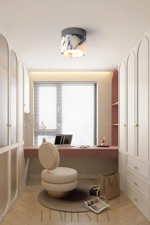 Lampa sufitowa cylinder marmur 12cm x13cm Czarny Biały