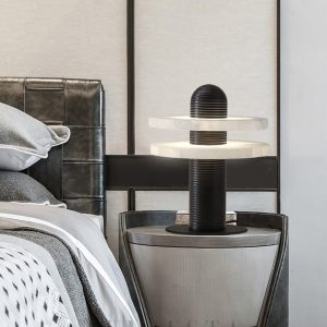 Median - Nowoczesna lampa z alabastru czarno-złota