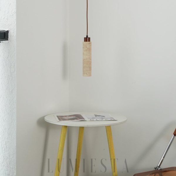 Lampa wisząca z naturalnego trawertynu w stylu skandynawskim, 1-punktowa, 4 warianty