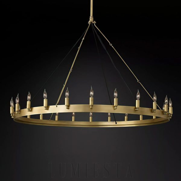 Lampa wisząca Camino 50 cali vintage industrial z mosiężnym wykończeniem i okrągłą obręczą