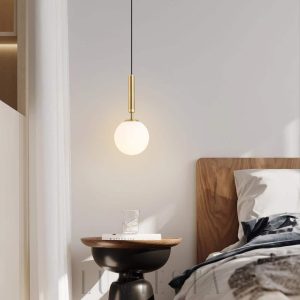 Punik - Okrągła lampa wisząca z alabastru 12cm 35cm złota